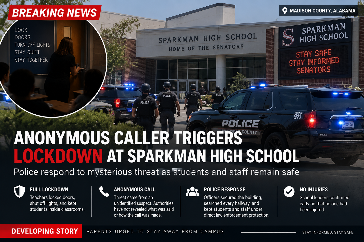 Anonymous Caller Triggers Full Lockdown at Sparkman High School in Alabama